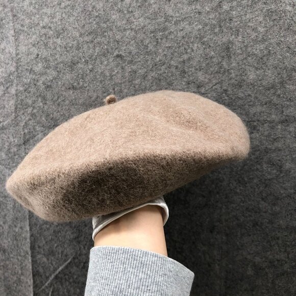 Zara 100% Wool Tan Beret Hat Womens S/M Artist Cap Fall Winter - Picture 9 of 10